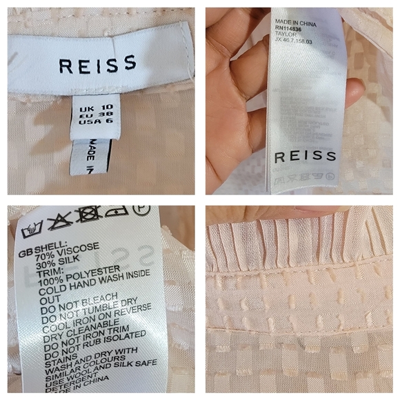 Reiss Taylor Pink Ruffle Blouse 6 Silk Blend Victorian Quite Luxury Minimalist - Picture 11 of 12